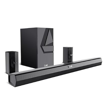 Picture of BoAt Aavante Bar Azure Pro, 550 W Sound, 5.1CH with Wireless Rear Satellite Speakers, EQ Modes, BTv5.4,Multiple Ports, Master Remote, Bluetooth Sound Bar, Home Theatre Soundbar Speaker (Premium Black)