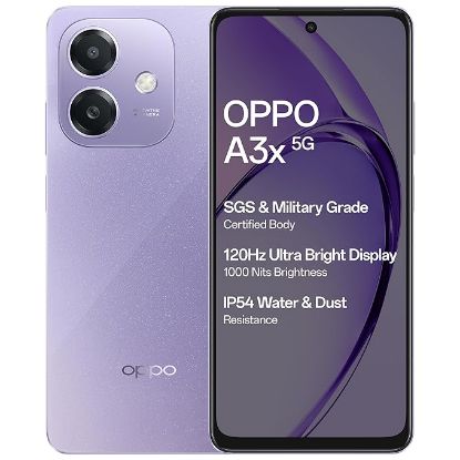 Picture of OPPO A3X 5G (Starry Purple, 4GB RAM, 128GB Storage)|6.67” HD+ 120Hz Refresh Rate Screen | 45W SUPERVOO