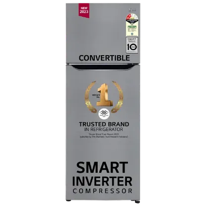 Picture of LG 288 Litres 2 Star Double Door Frost Free Refrigerators With Auto Fridge (GL-S322SPZY, Shiny Steel)